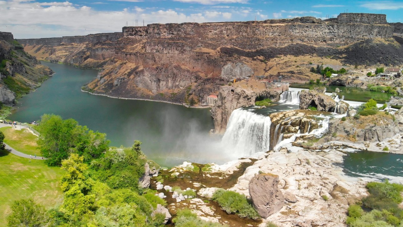 Amazing aerial view of beautiful Shoshone Falls on the Snake River, Twin Falls, Idaho - USA