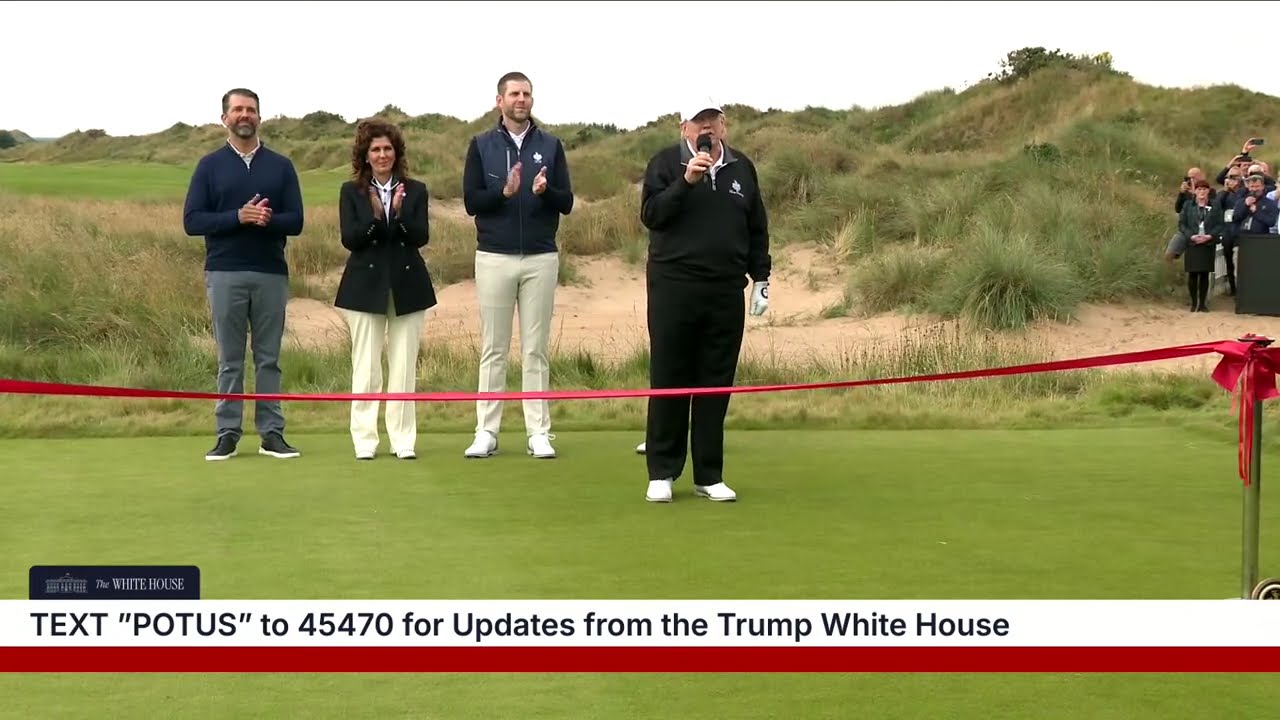 President Trump Participates in a Grand Opening Ceremony of Trump International Golf Links Aberdeen - YouTube