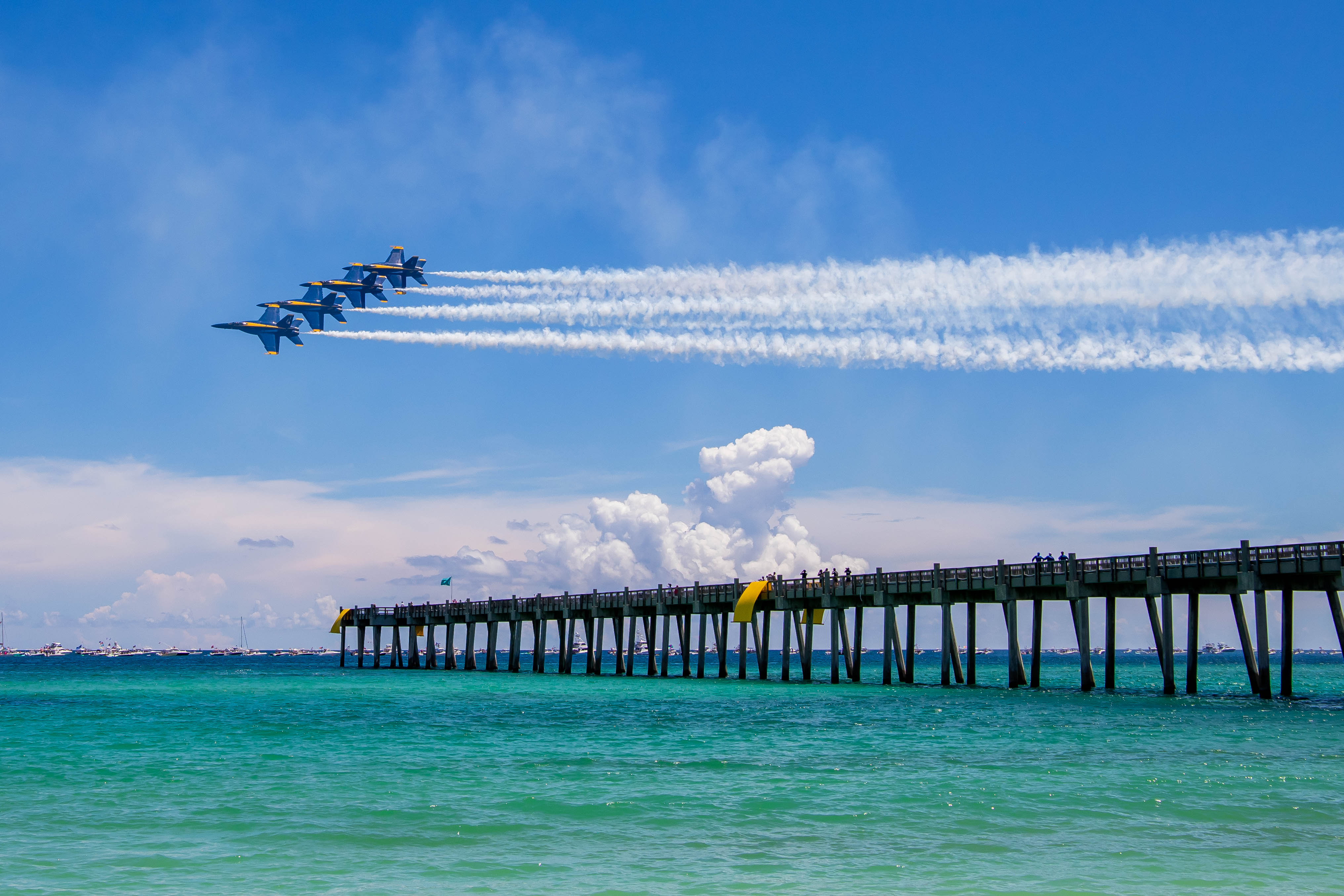 The Blue Angels flight demonstration team practising their intricate aerial manoeuvres