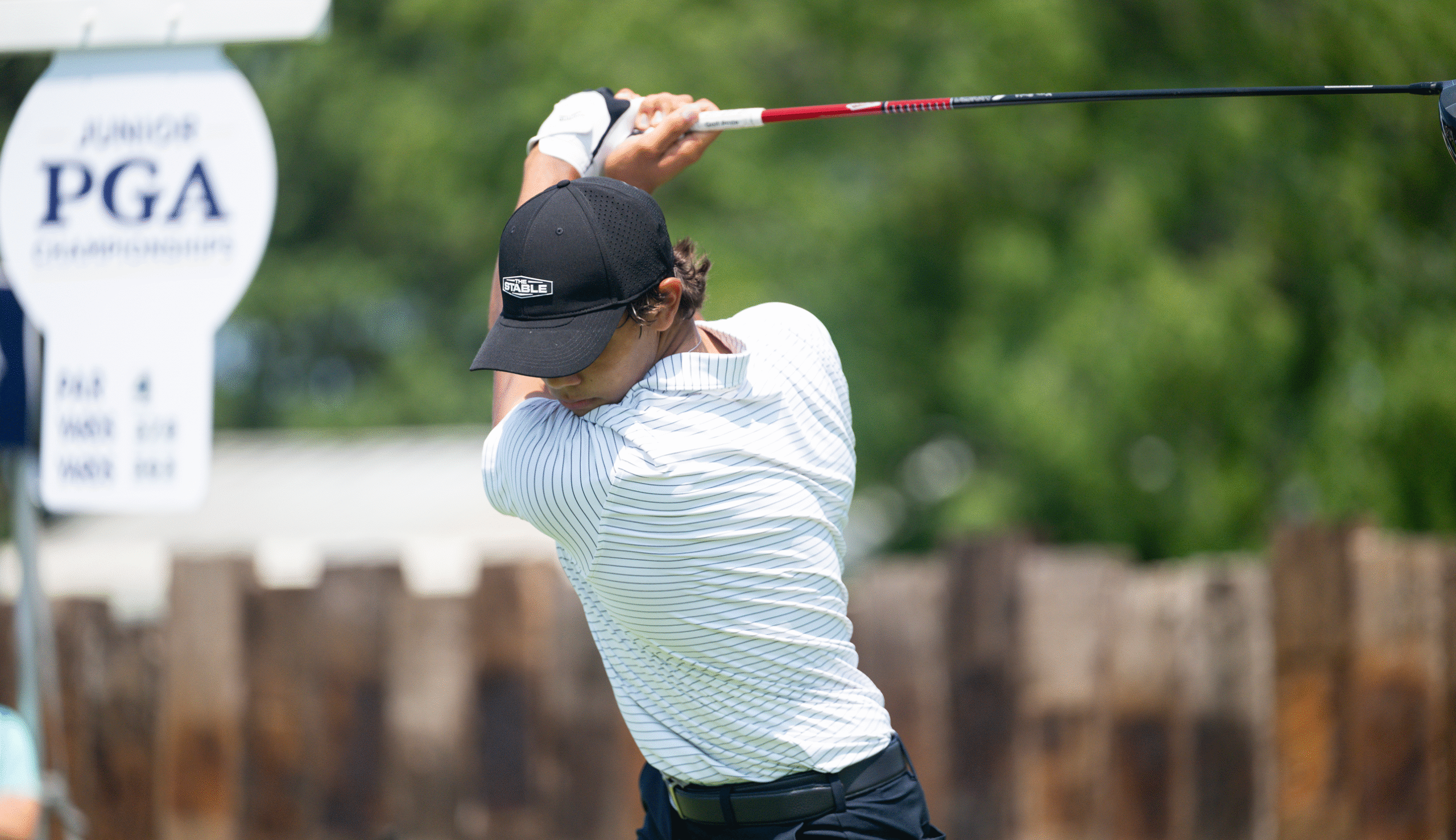 Charlie Woods on his backswing