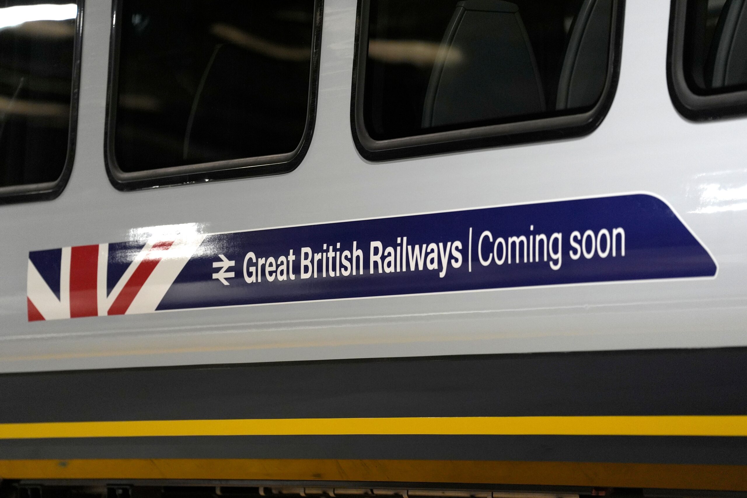 Great British Railways branding on a South Western Railway train