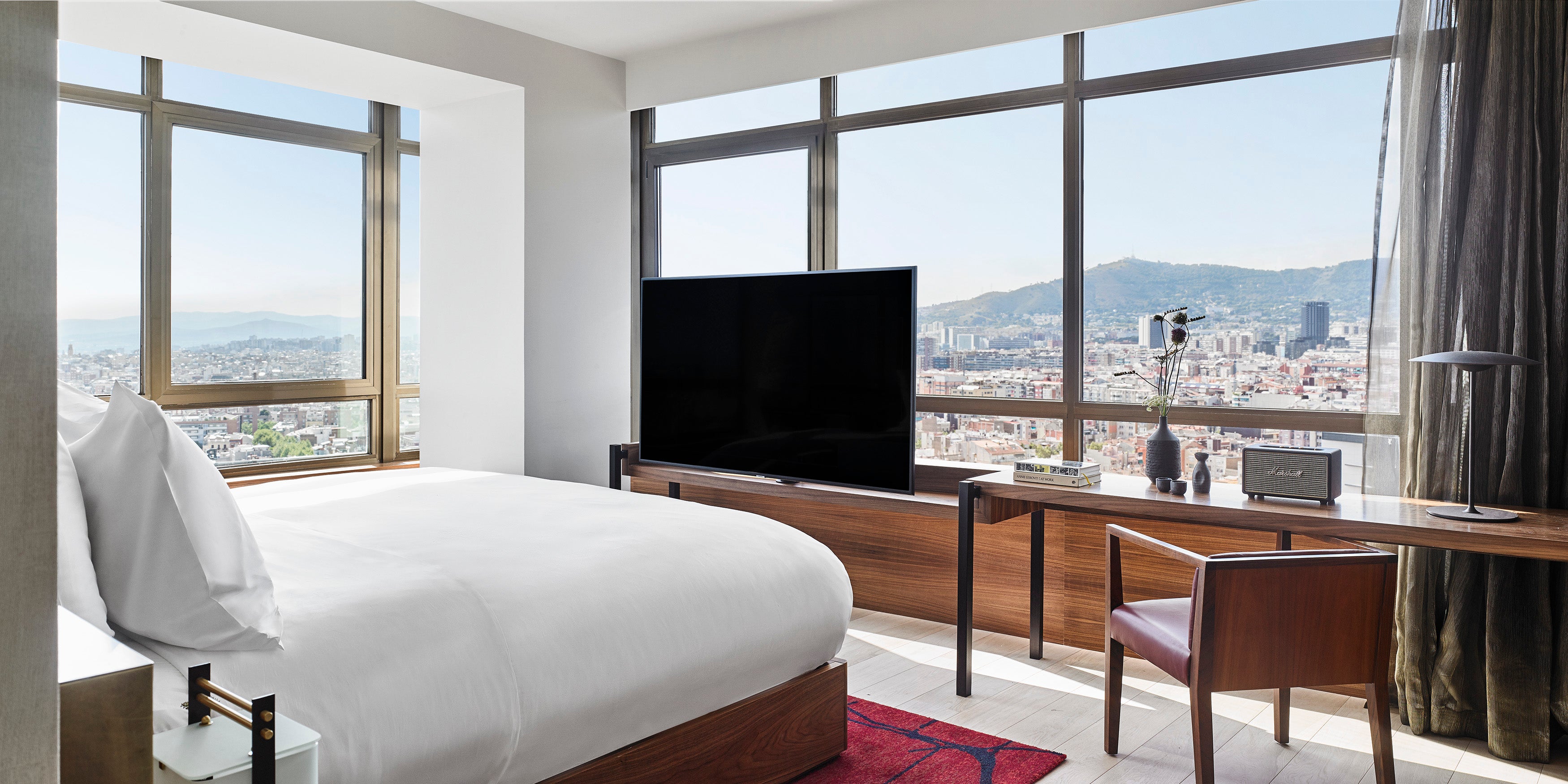 The minimalist Sake Suite at Nobu Barcelona has exceptional views of the city