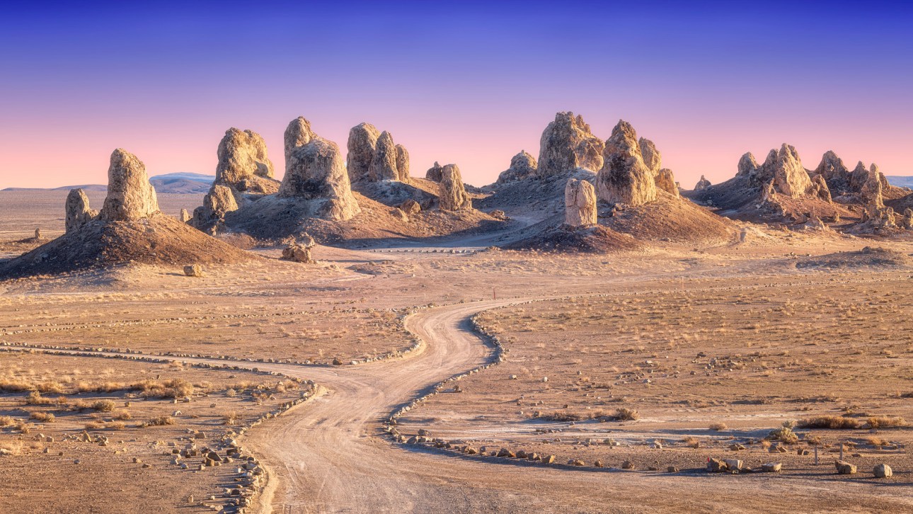The Trona Pinnacles were formed in a former lake bed in the Searles Basin