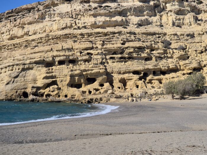 Matala Beach caves in southern Crete