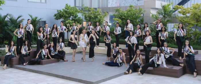 Feliz Clareianne Recentes, Miss Philippines Air 2024; Irha Mel Alfeche, Miss Philippines Earth 2024; and Samantha Dana Bug-os, Miss Philippines Water 2024 and the candidates of Miss Philippines Earth 2025 at Grand Westside Hotel.