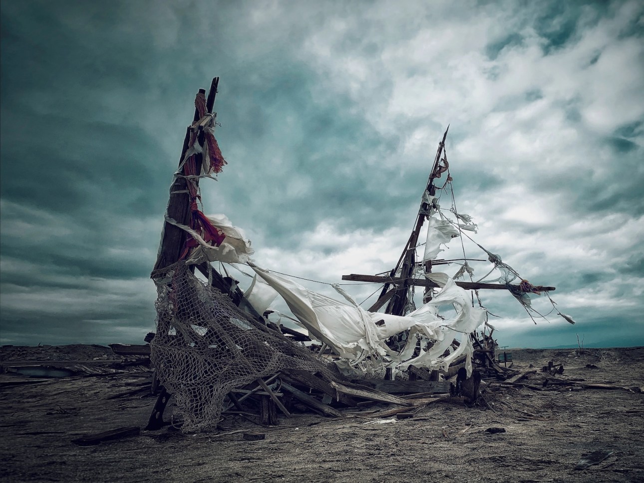 Spookly Shipwreck on Bombay Beach of the Salton Sea California