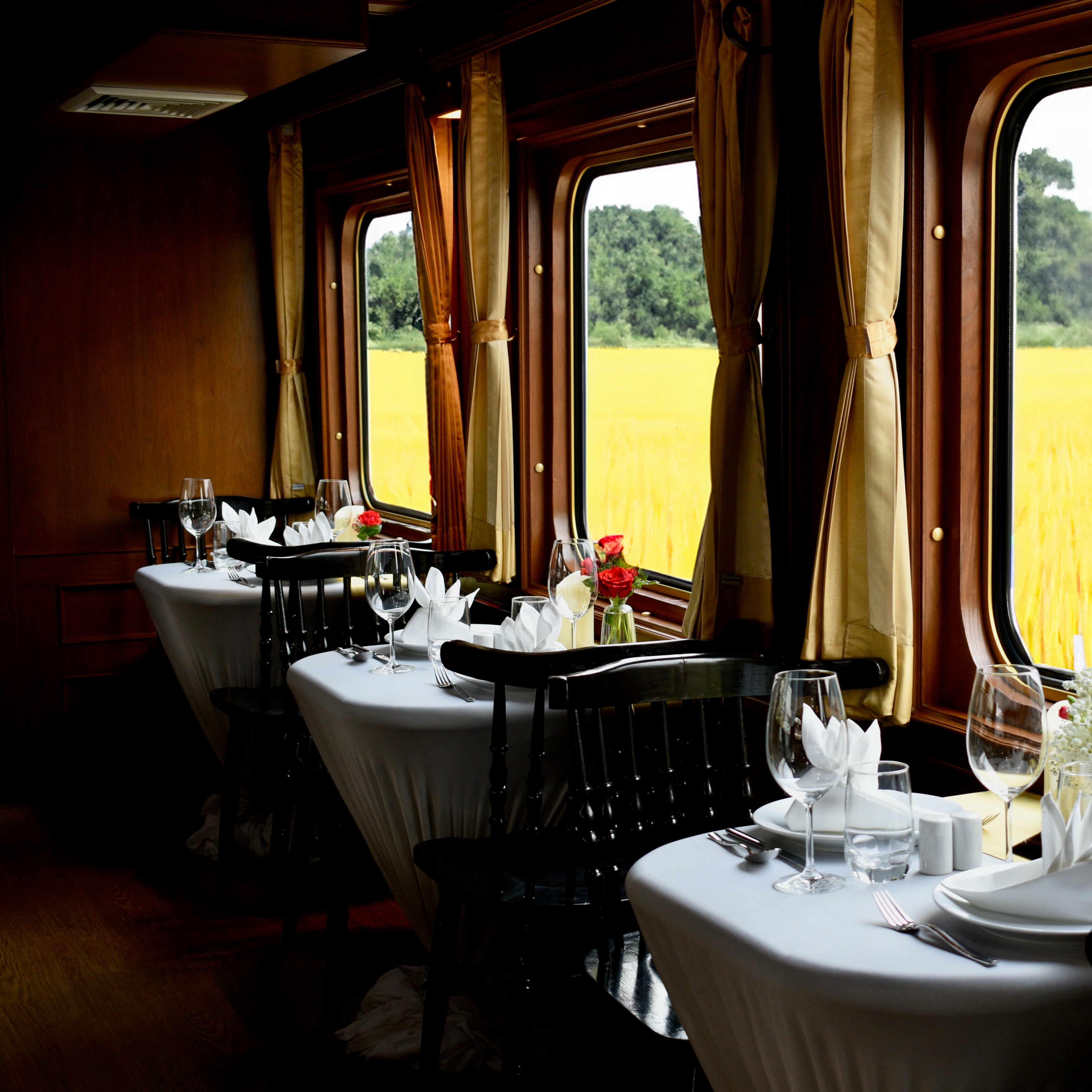 The charter train was originally configured as a Japanese sleeper train