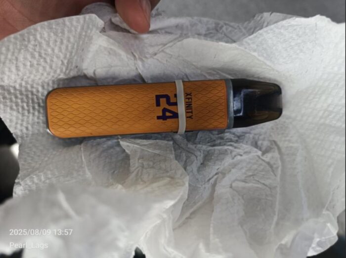 A surrendered vape was handed over to the Airport Police Department after the violator was caught vaping onboard.