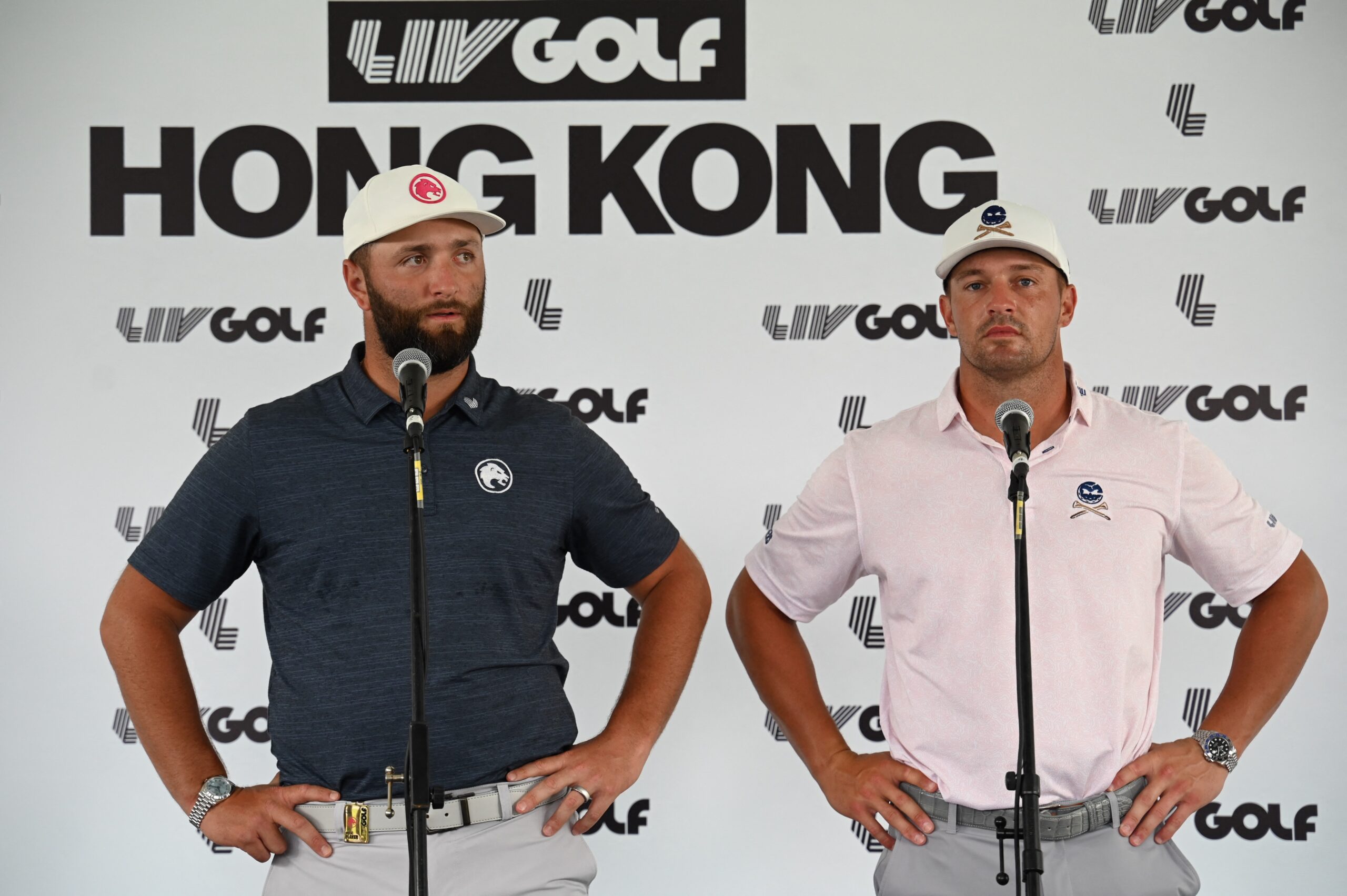 Jon Rahm and Bryson DeChambeau speak at a LIV Golf Hong Kong press conference