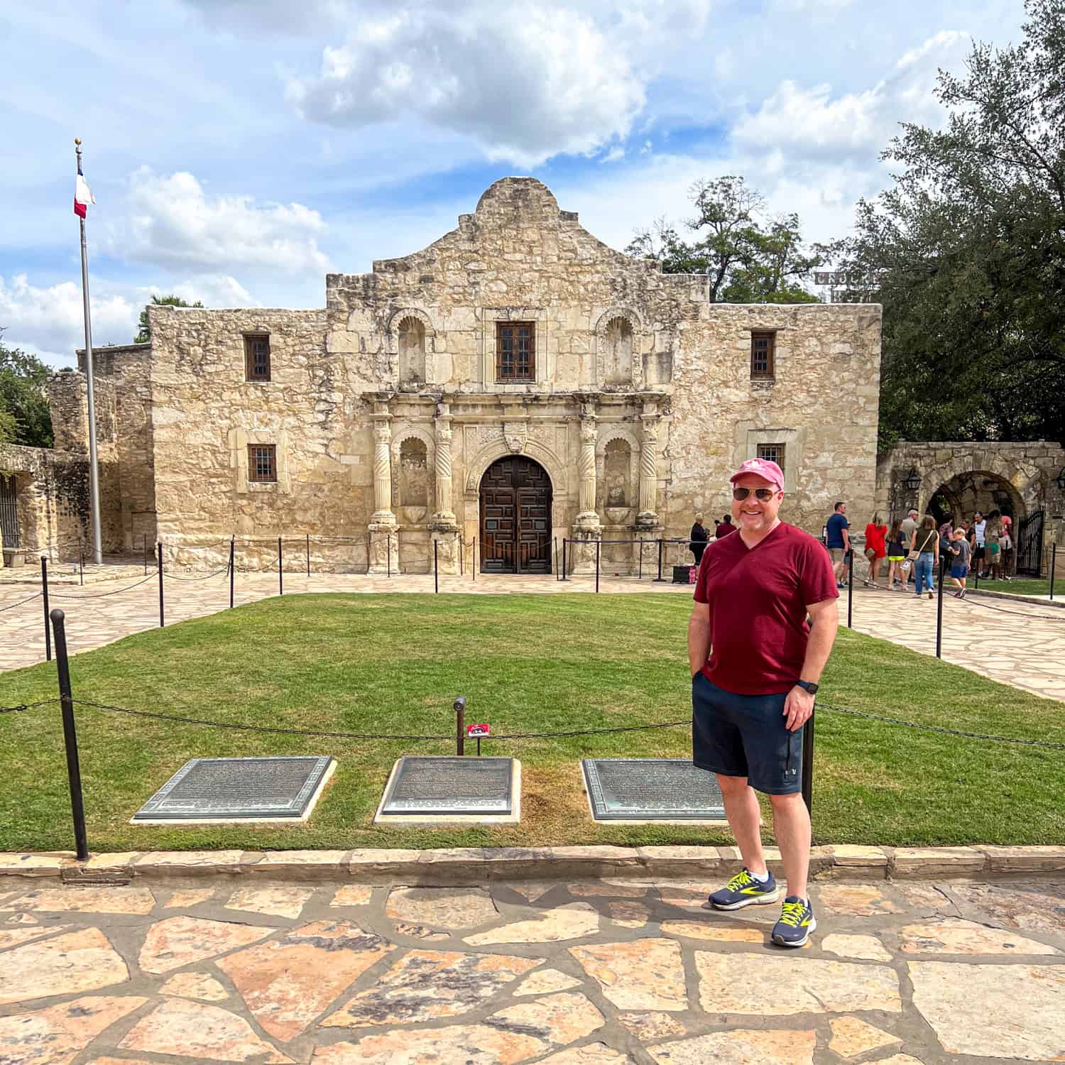 Dave poses in front of the Alamo, a worthwhile place to begin any San Antonio itinerary (photo by Kelly Lemons).