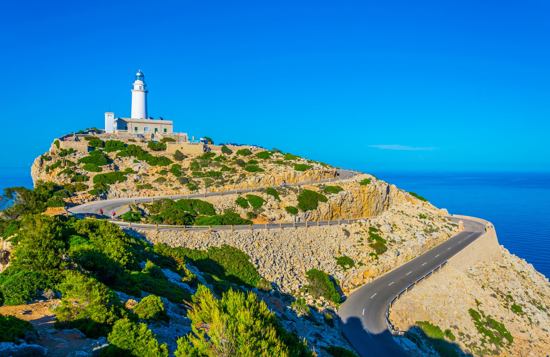 Cyclists will enjoy a coffee stop with a view at the Formentor Lighthouse on day two