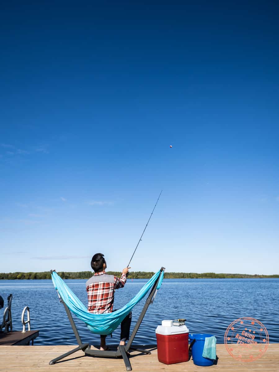 fishing with kammok swiftlet while sitting on hammock